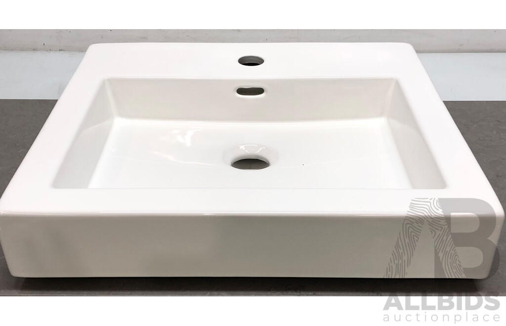 Forme Blade 600mm Wall Hung Vanity(Light Ash) with Artificial Stone Top(Victoria Grey) and White Basin - Brand New - ORP $1100.00