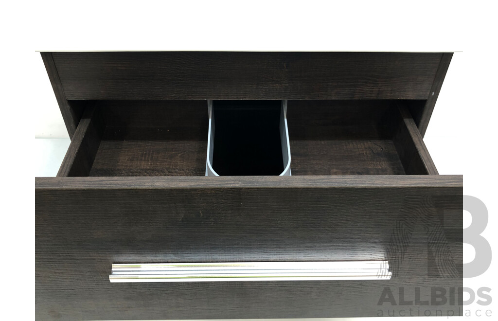 Forme Blade 600mm Wall Hung Vanity(Dark Chocolate) with Gateway Vanity Top Basin(White) - Brand New - ORP $580.00
