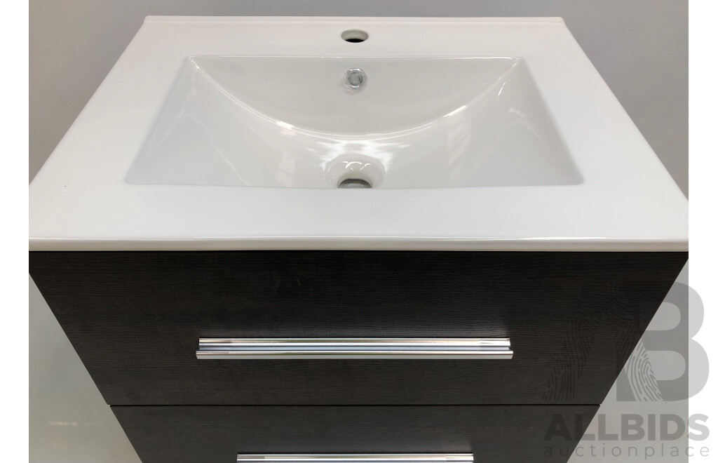 Forme Blade 600mm Wall Hung Vanity(Dark Chocolate) with Gateway Vanity Top Basin(White) - Brand New - ORP $580.00
