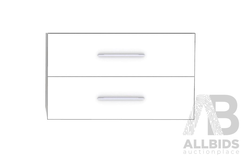 Forme Blade 900mm Wall Hung Vanity(White) with Artificial Stone Top(Victoria Grey) and White Basin - Brand New - ORP $1100.00