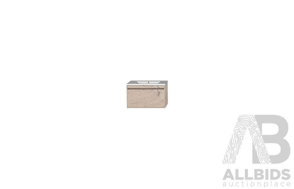 Forme Madrid 750mm Wall Hung Vanity(Light Ash) with Poly Marble Basin Top(White)  - Brand New - ORP $1500.00