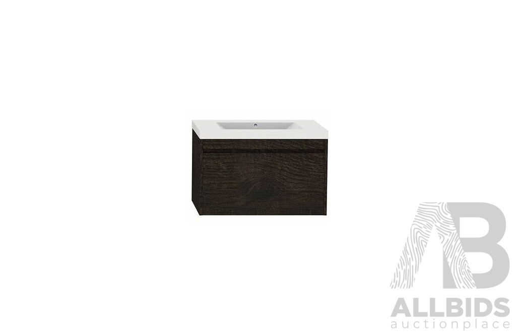 Forme Madrid 750mm Wall Hung Vanity(Dark Chocolate) with Poly Marble Basin Top(White)  - Brand New - ORP $1500.00