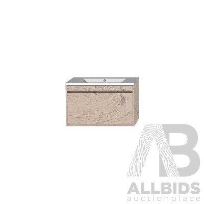 Forme Madrid 750mm Wall Hung Vanity(Light Ash) with Poly Marble Basin Top(White)  - Brand New - ORP $1500.00