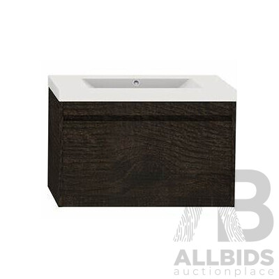 Forme Madrid 750mm Wall Hung Vanity(Dark Chocolate) with Poly Marble Basin Top(White)  - Brand New - ORP $1500.00