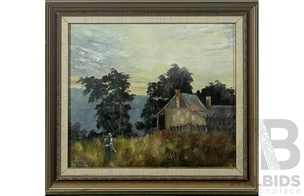 Kerry Tarlinton, (20th Century, Australian), Going Home, Oil on Canvas Board, 45 x 50 cm (frame)