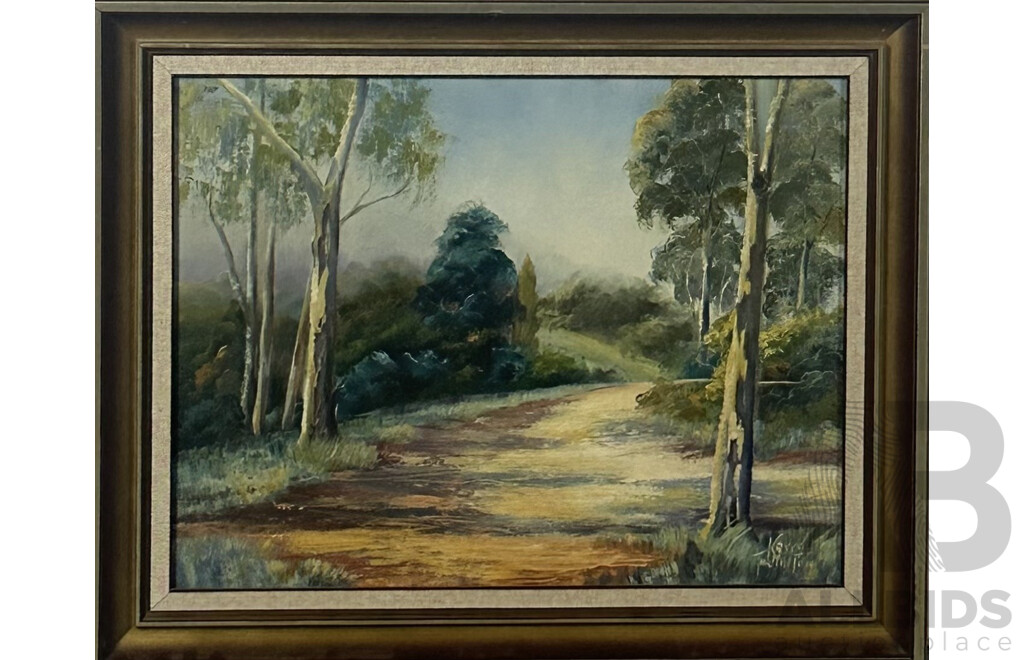 Kerry Tarlinton, (20th Century, Australian), Country Road, Oil on Canvas Board, 45 x 55 cm (frame)