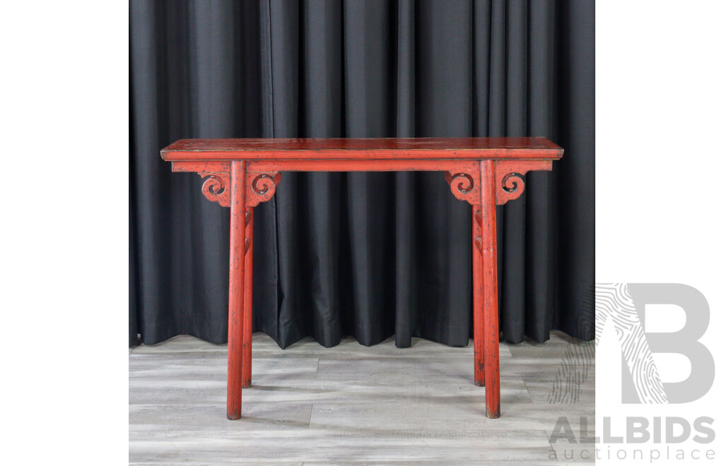 Chinese Alter Table with Red Distressed Laqueor Finsh