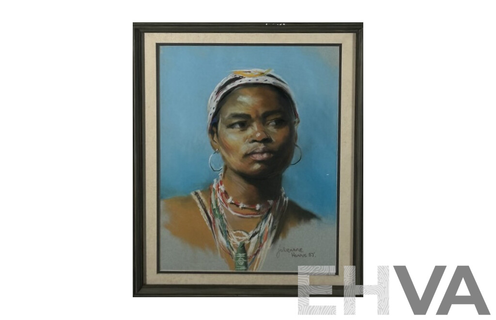 Julieanne Harris, (20th Century, Australian), Tribal Lady (1987), Original Pastel in Colours, 54 x 44 cm (frame)