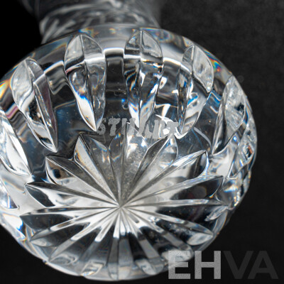 Collection Quality Crystal & Glass Comprising Peugeot Decanter and Stopper, Stuart Crystal Bud Vase & Tudor Crystal Vase