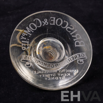 Antique Glass Advertising Inkwell, Briscoe & Co General Ironmongers, Kent St Sydney