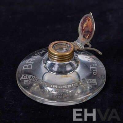 Antique Glass Advertising Inkwell, Briscoe & Co General Ironmongers, Kent St Sydney