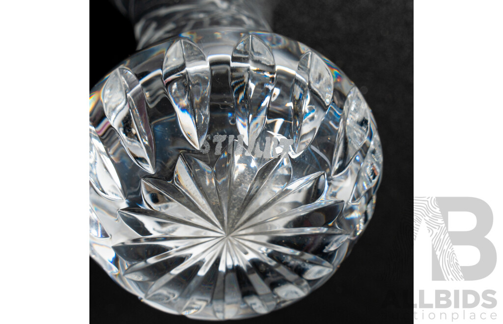 Collection Quality Crystal & Glass Comprising Peugeot Decanter and Stopper, Stuart Crystal Bud Vase & Tudor Crystal Vase