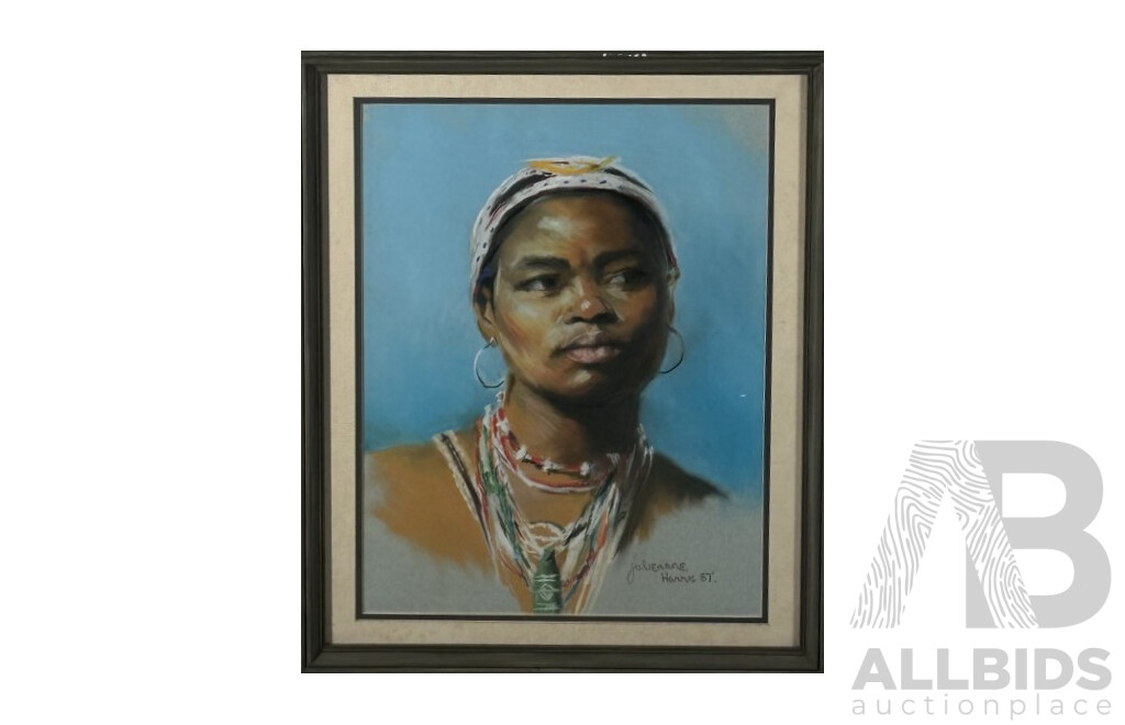 Julieanne Harris, (20th Century, Australian), Tribal Lady (1987), Original Pastel in Colours, 54 x 44 cm (frame)