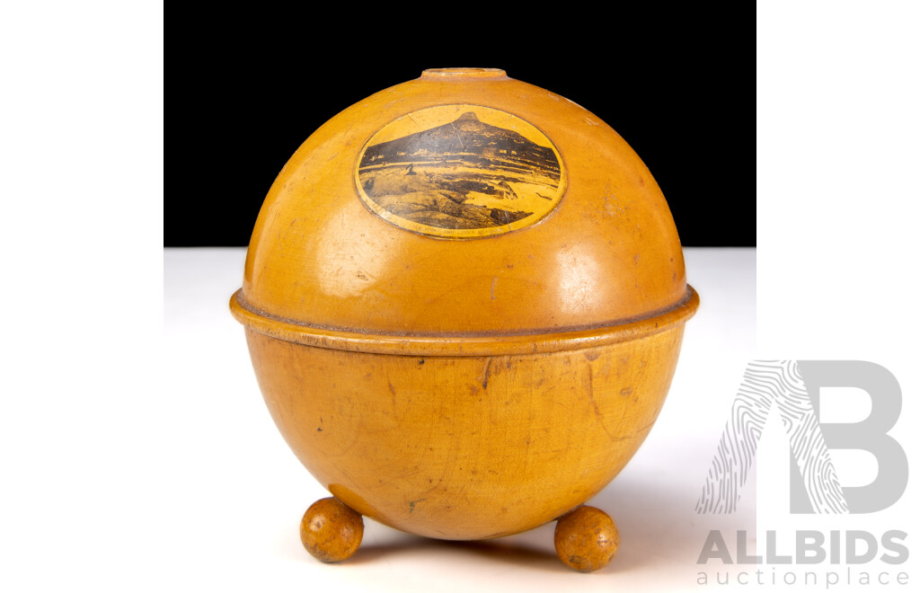 Antique Late Victorian Mauchline Ware Treen String Dispenser