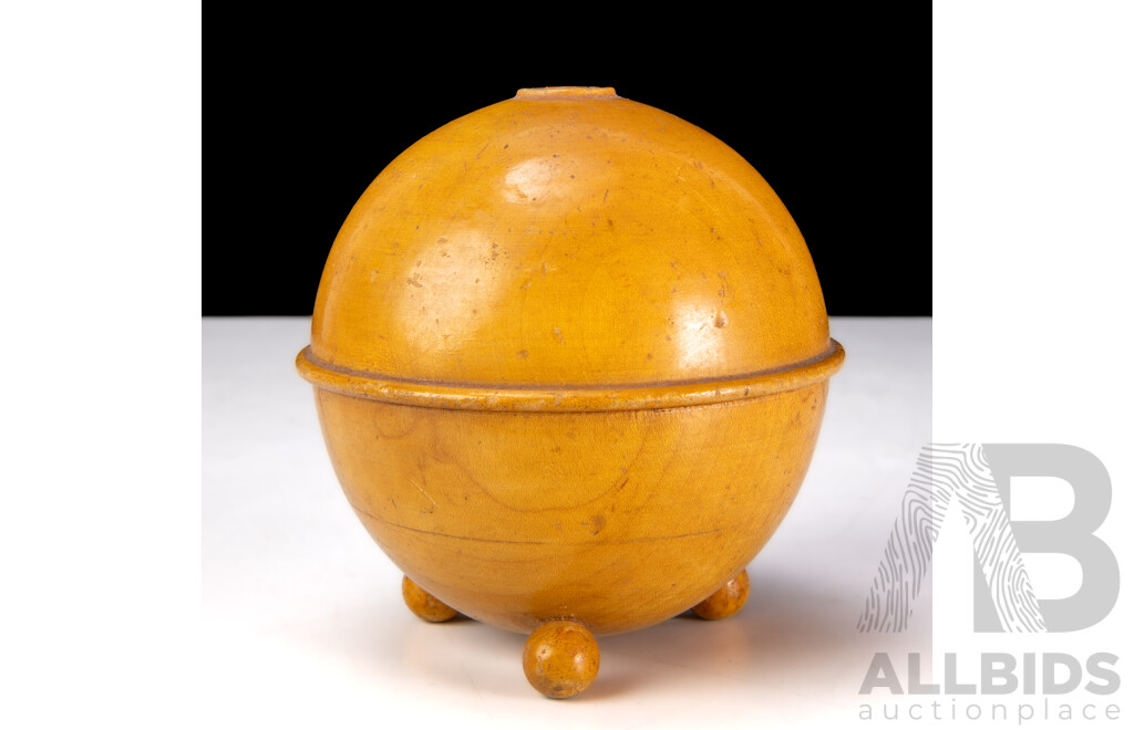 Antique Late Victorian Mauchline Ware Treen String Dispenser