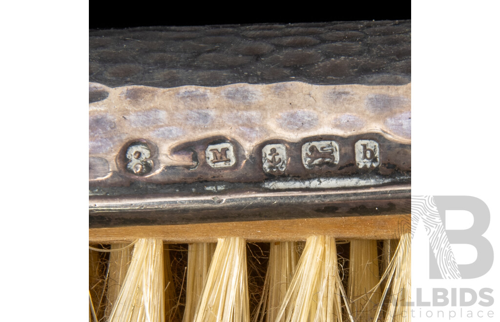 Set Three Sterling Silver Vanity Dressing Table, London 1902 Items Along with Another Mirror & Brush, Birmingham 1937