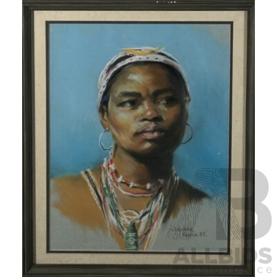 Julieanne Harris, (20th Century, Australian), Tribal Lady (1987), Original Pastel in Colours, 54 x 44 cm (frame)