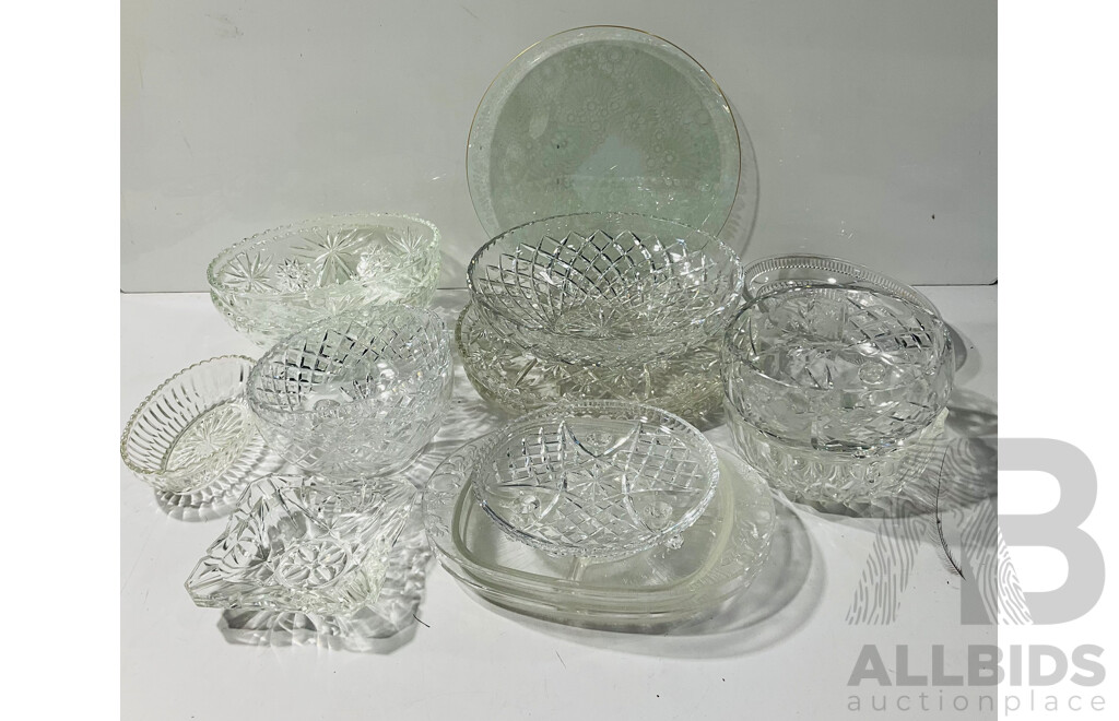 Large Collection Crystal Including Serving Bowls, Platters and More