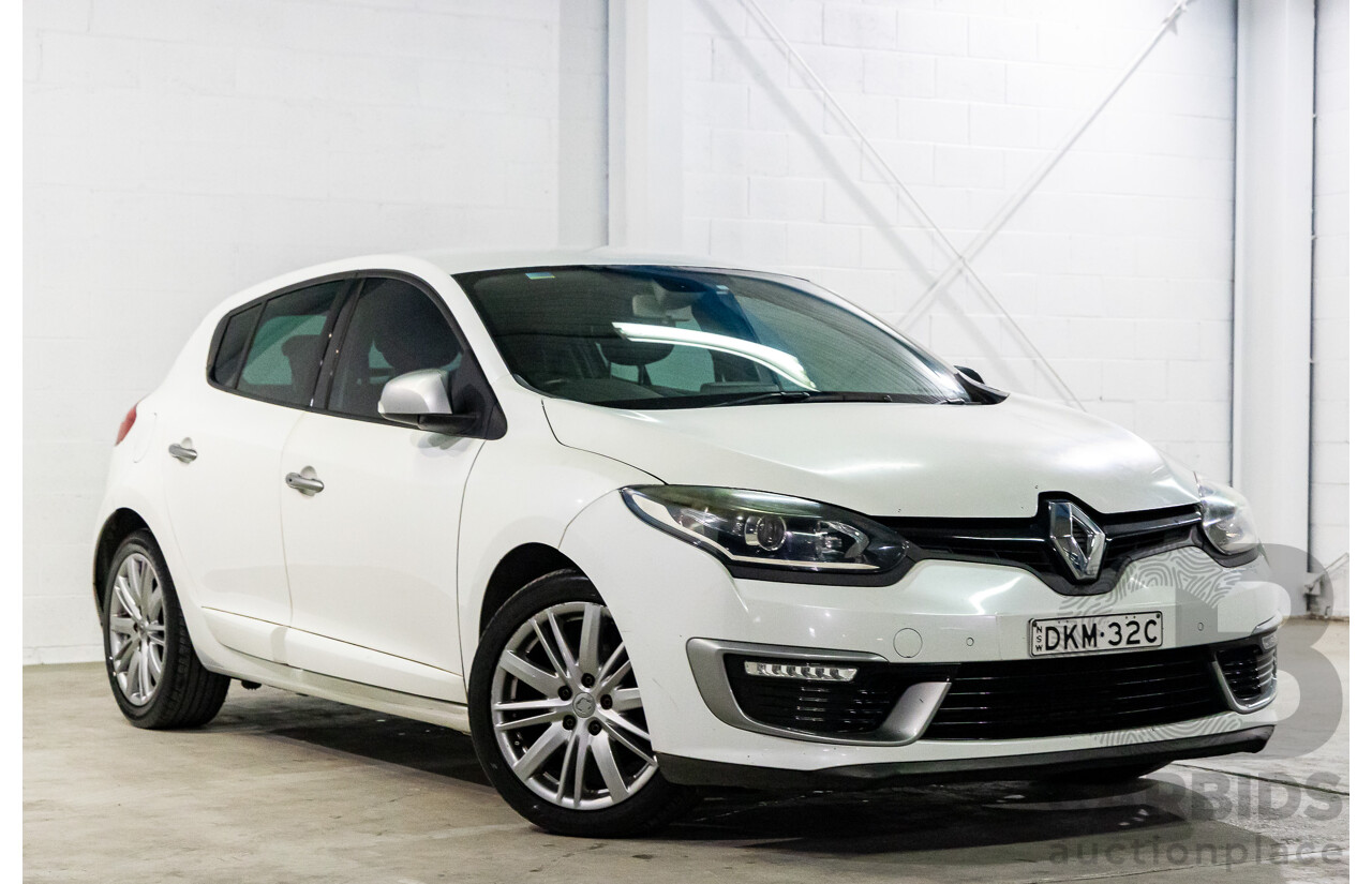 12/2014 Renault Megane Gt-Line B95 MY14 5d Hatchback Pearl White Metallic Turbo 1.2L