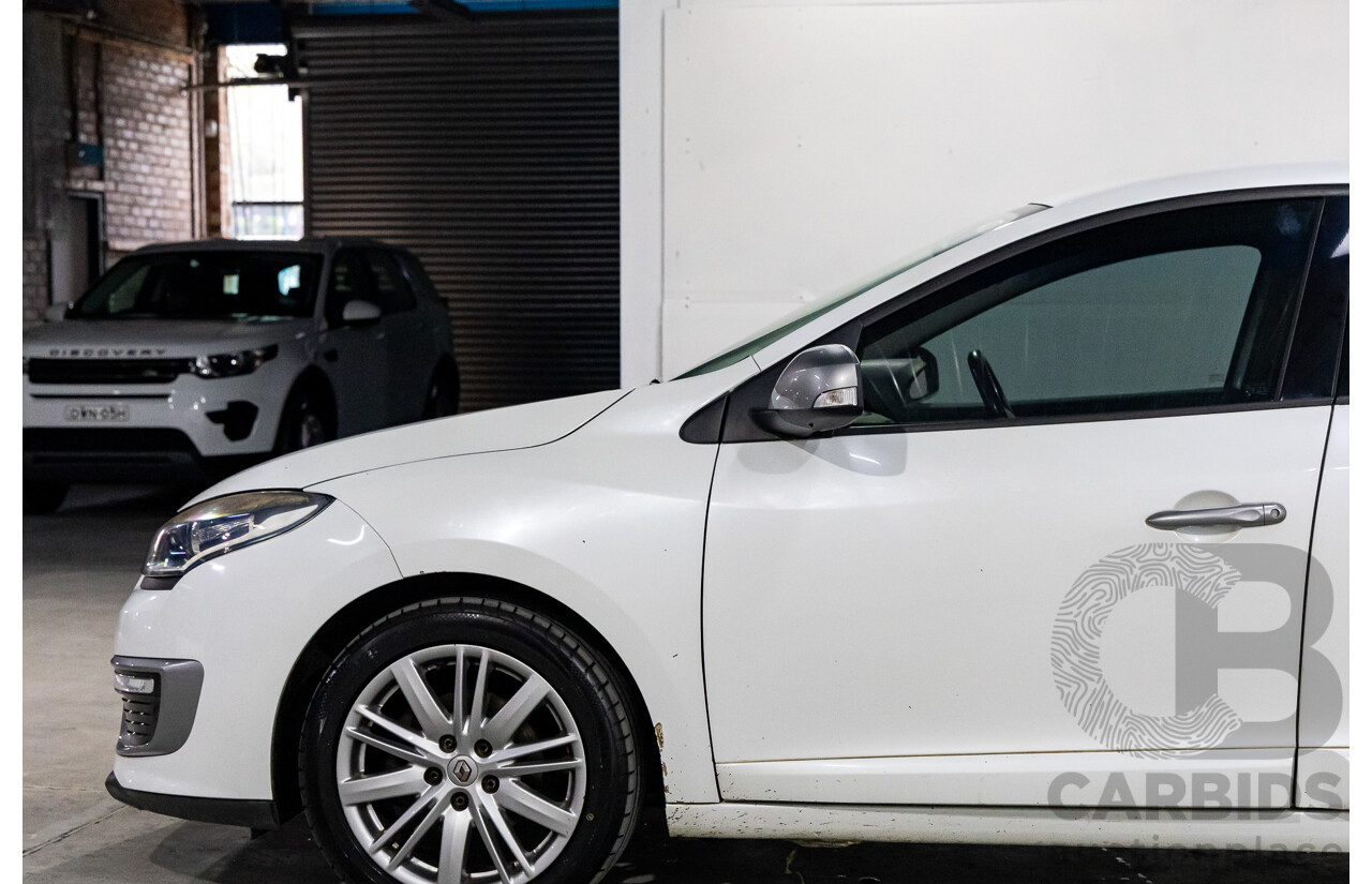 12/2014 Renault Megane Gt-Line B95 MY14 5d Hatchback Pearl White Metallic Turbo 1.2L