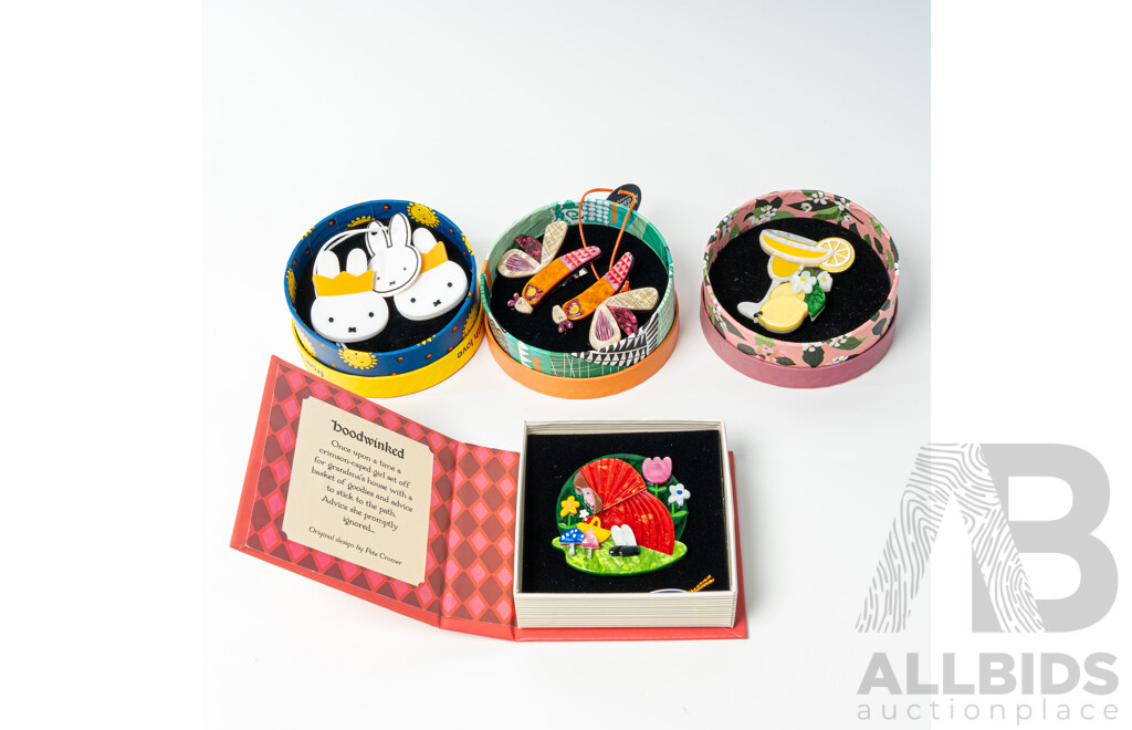 NEW - Erstwilder (4) Resin Brooch Collection in Presentation Boxes