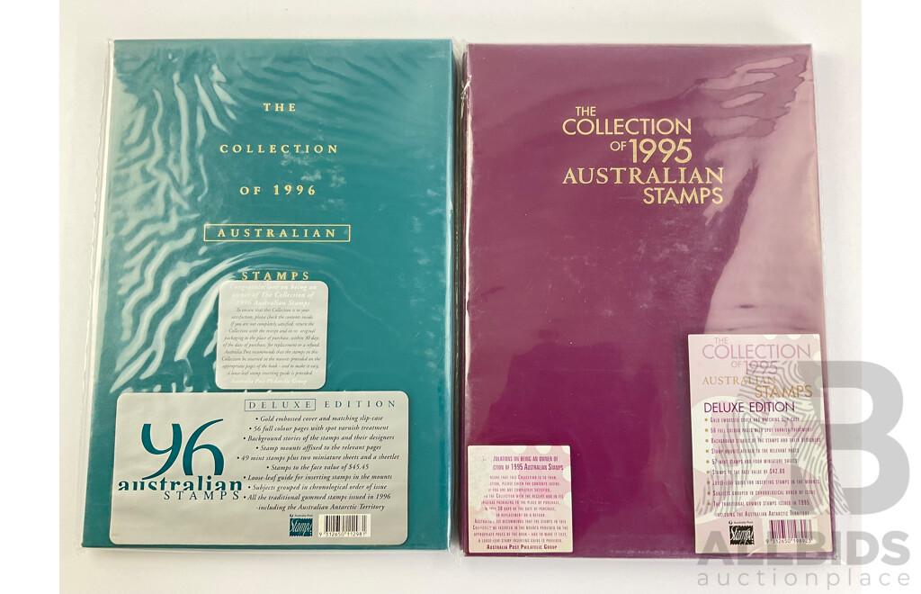 Two Australian Annual Stamp Albums 1995 and 1996 - Face Value $87