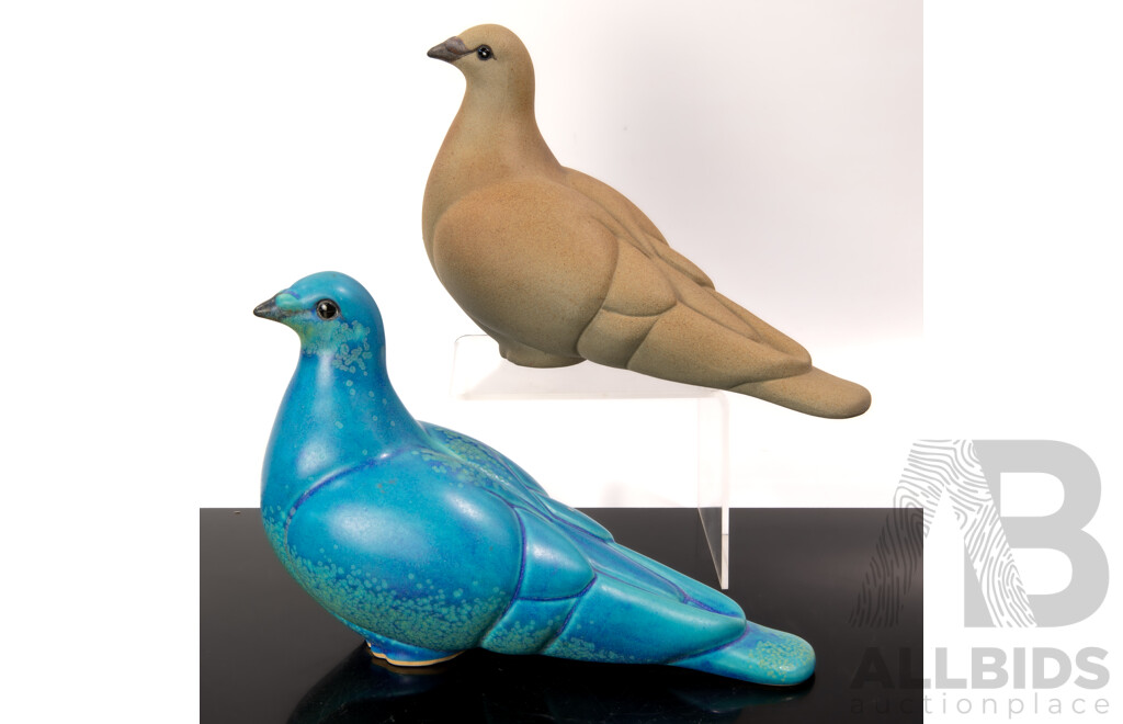 Two Australian Studio Pottery Doves by Anne Betts