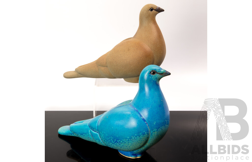 Two Australian Studio Pottery Doves by Anne Betts
