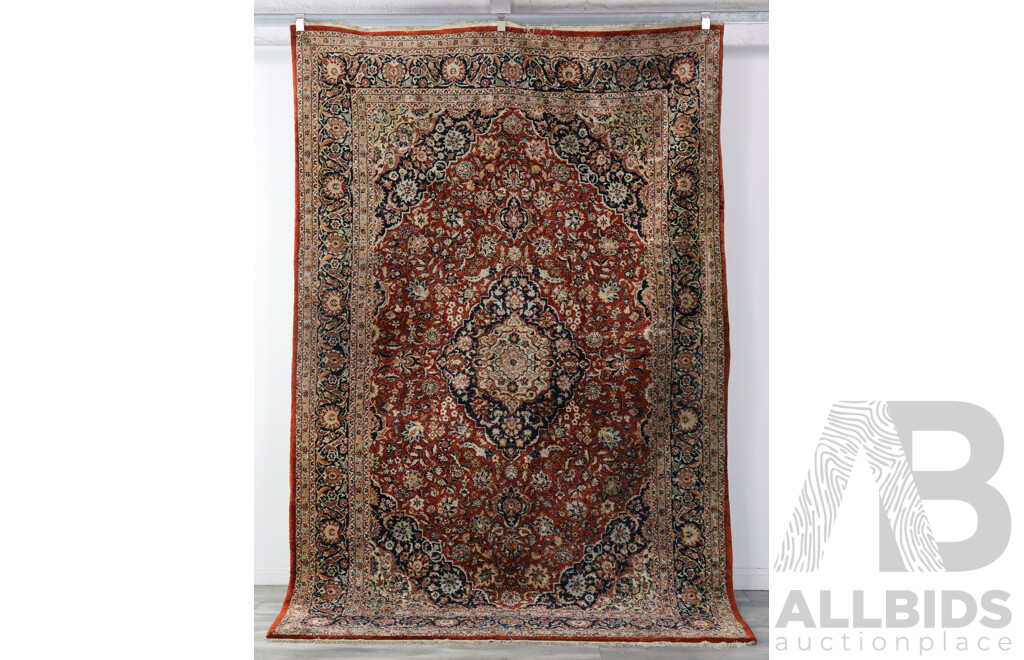 Large Hand Knotted Persian Poly Silk Main Carpet