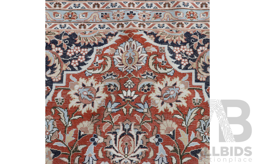 Large Hand Knotted Persian Poly Silk Main Carpet