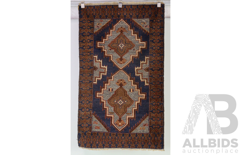 Hand Knotted Persian Wool Rug with Geometric Design