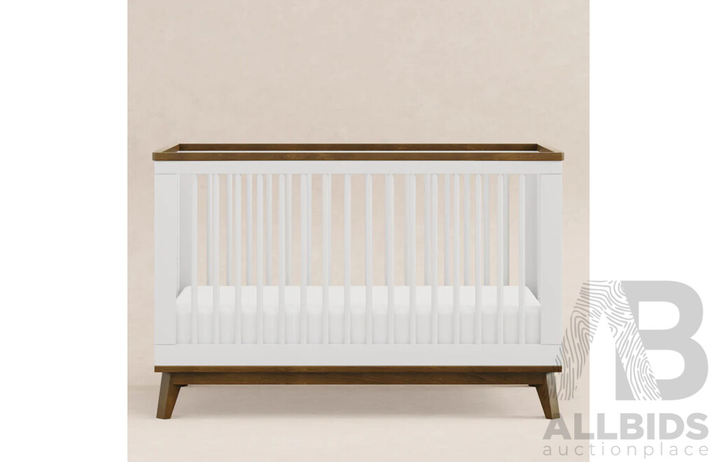 BABYLETTO Scoot 3 in 1 Convertible Cot - White-Natural-Walnut - ORP $849 - Brand New