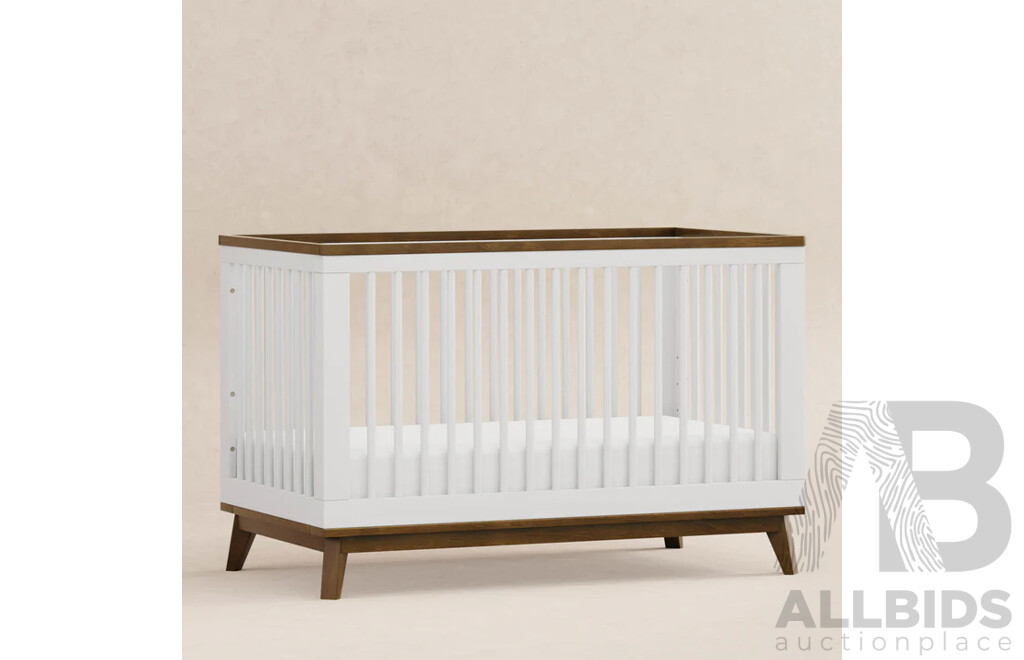 BABYLETTO Scoot 3 in 1 Convertible Cot - White-Natural-Walnut - ORP $849 - Brand New