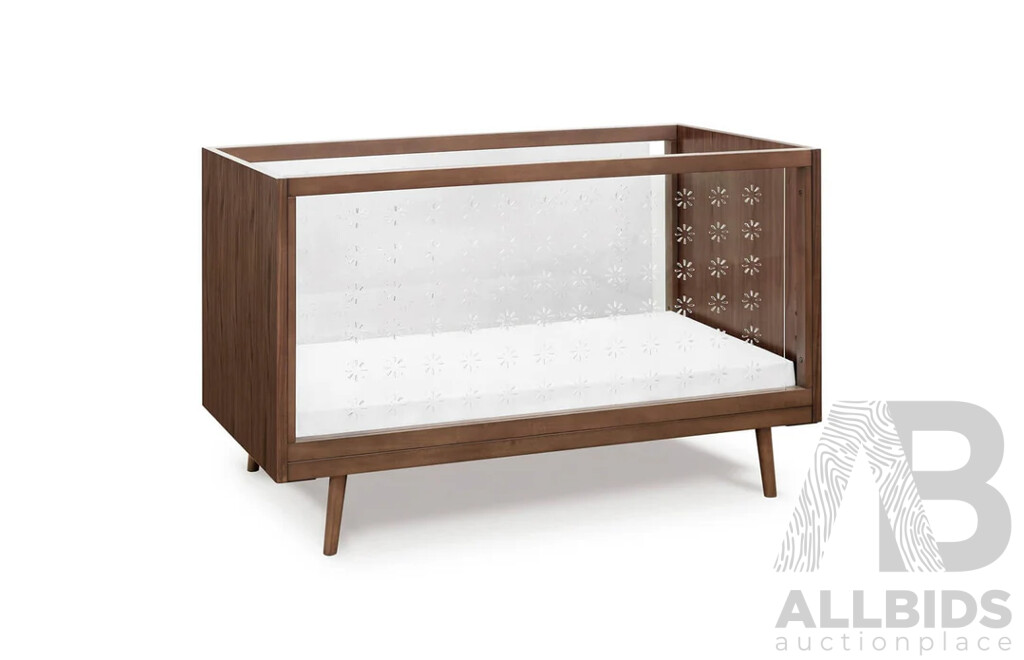 UBABUB Nifty Clear/Timber 3 in 1 Cot - Walnut - ORP $1,299 - Brand New