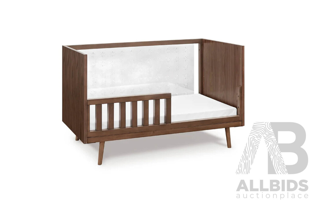 UBABUB Nifty Clear/Timber 3 in 1 Cot - Walnut - ORP $1,299 - Brand New