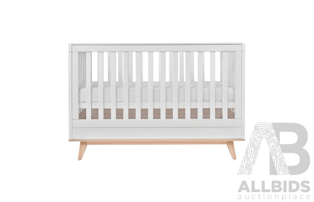 DESIGN KIDS Aura Cot - White / Natural - ORP $699 - Brand New