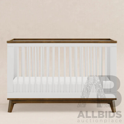 BABYLETTO Scoot 3 in 1 Convertible Cot - White-Natural-Walnut - ORP $849 - Brand New