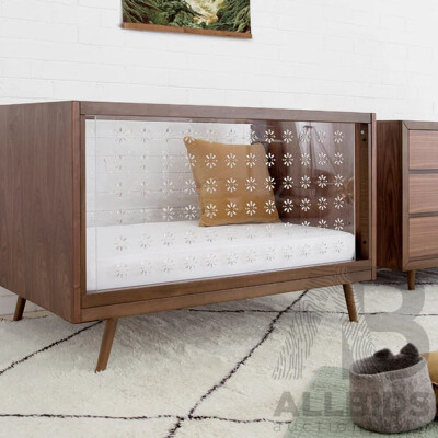 UBABUB Nifty Clear/Timber 3 in 1 Cot - Walnut - ORP $1,299 - Brand New