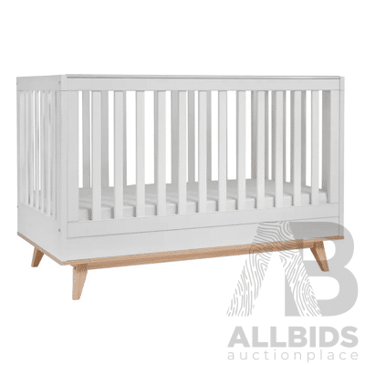 DESIGN KIDS Aura Cot - White / Natural - ORP $699 - Brand New