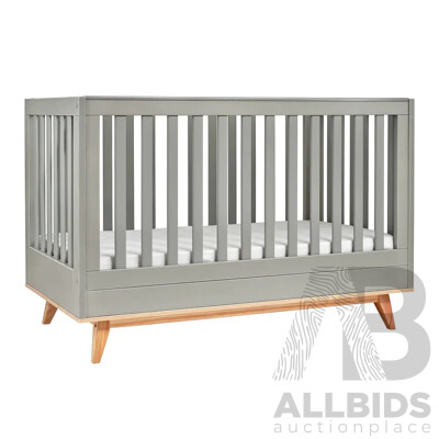 DESIGN KIDS Aura Cot - Grey / Natural - ORP $699 - Brand New