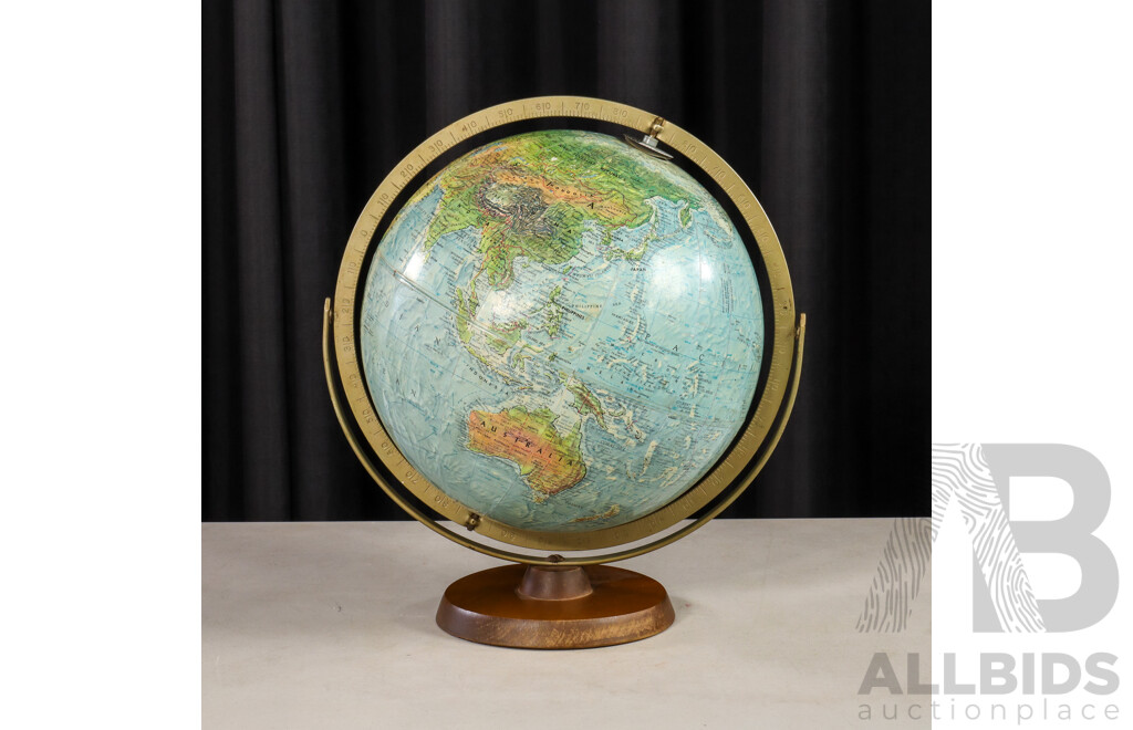 Vintage Readers Digest World Globe on Stand