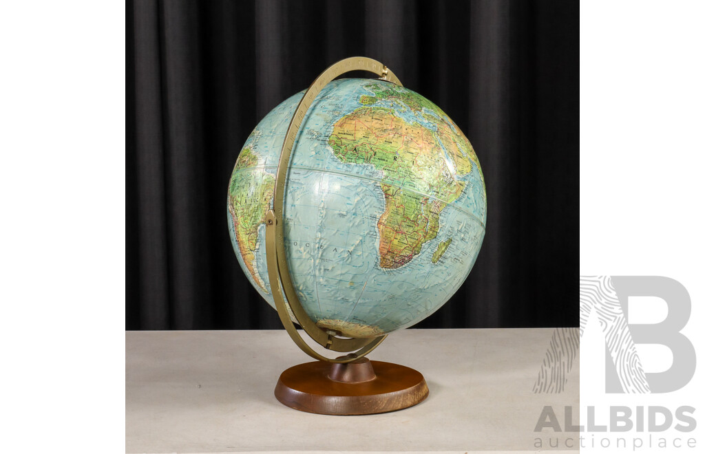 Vintage Readers Digest World Globe on Stand