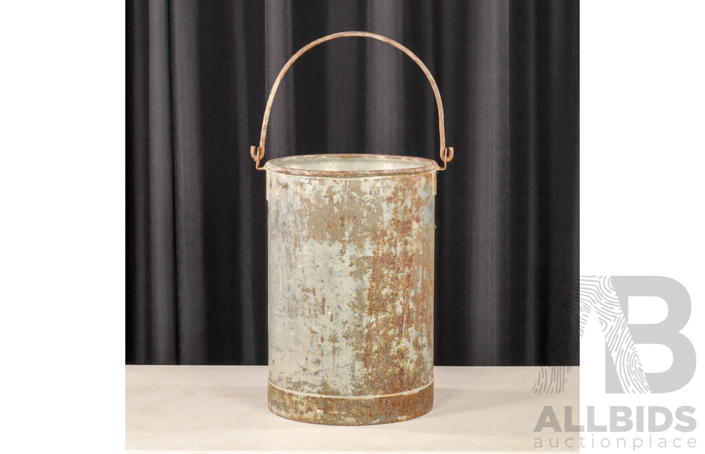 Vintage Galvanised Milk Bucket with Swing Handle