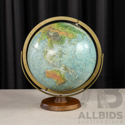 Vintage Readers Digest World Globe on Stand