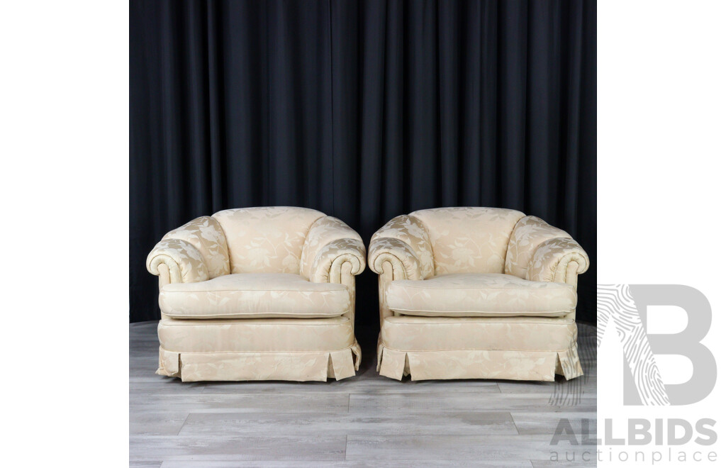 Pair of Moran Fabric Art Deco Style Armchairs