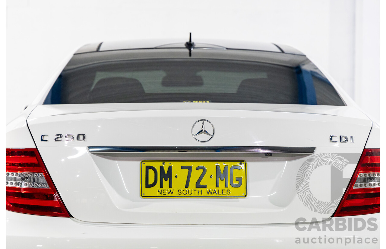 6/2013 Mercedes-Benz C250 CDI BE W204 MY13 2d Coupe Polar White Turbo Diesel 2.1L