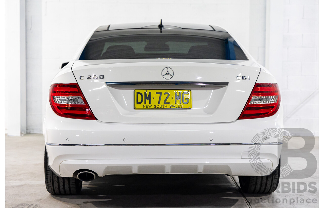 6/2013 Mercedes-Benz C250 CDI BE W204 MY13 2d Coupe Polar White Turbo Diesel 2.1L