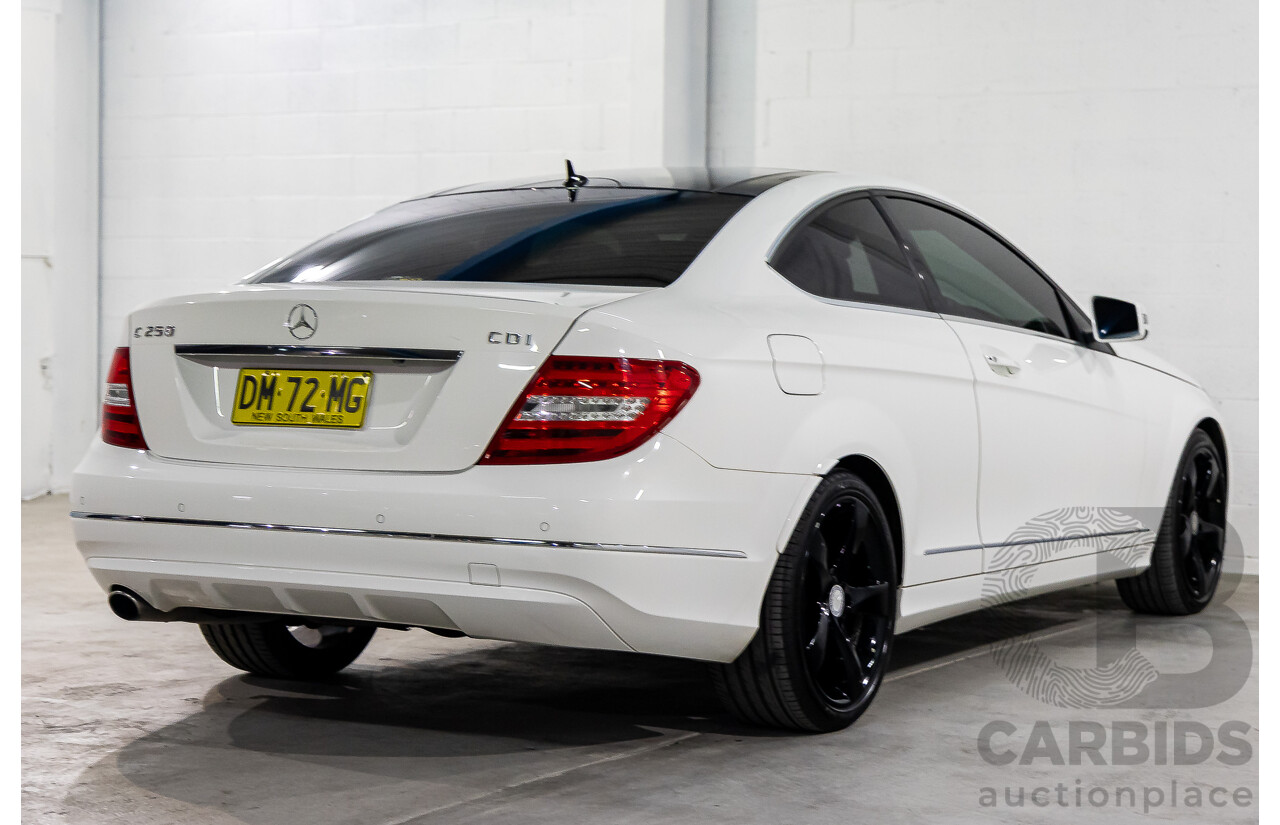 6/2013 Mercedes-Benz C250 CDI BE W204 MY13 2d Coupe Polar White Turbo Diesel 2.1L