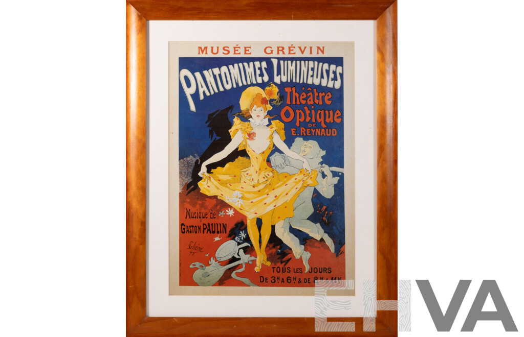 Jules Cheret, (French, 1836-1932), Pantomimes Lumineuses, Quality Reproduction Print of Original Lithograph From 1892, 68 X 54 Cm (frame)