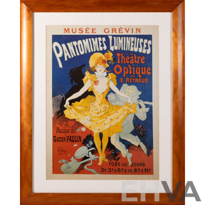 Jules Cheret, (French, 1836-1932), Pantomimes Lumineuses, Quality Reproduction Print of Original Lithograph From 1892, 68 X 54 Cm (frame)
